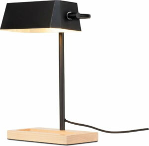 Černá stolní lampa s prvky z jasanového dřeva Citylights Cambridge Citylights