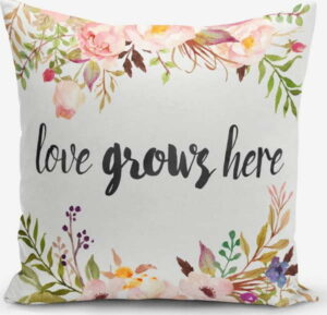 Povlak na polštář s příměsí bavlny Minimalist Cushion Covers Love Grows Here