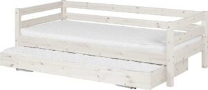 Bílá dětská postel z borovicového dřeva s výsuvným lůžkem Flexa Classic