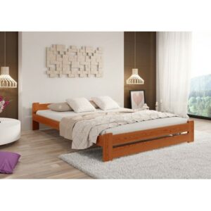 Vyvýšená masivní postel Euro 140x200 cm včetně roštu Ořech Home Line