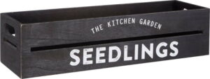 Černý dřevěný truhlík na bylinky a květiny Premier Housewares Seedlings