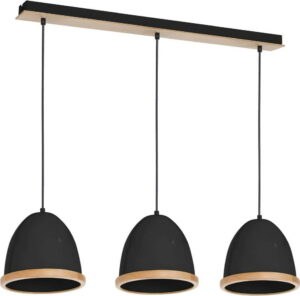 Černé závěsné svítidlo s dřevěnými detaily Studio Tres Homemania