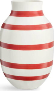 Bílo-červená pruhovaná keramická váza Kähler Design Omaggio