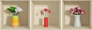Sada 3 samolepek s 3D efektem Ambiance Flowers Ambiance
