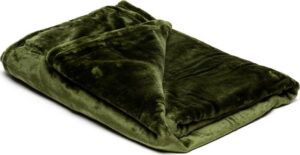 Olivově zelená mikroplyšová deka My House