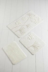 Sada 3 bílých předložek do koupelny Flowers Chilai Home by Alessia