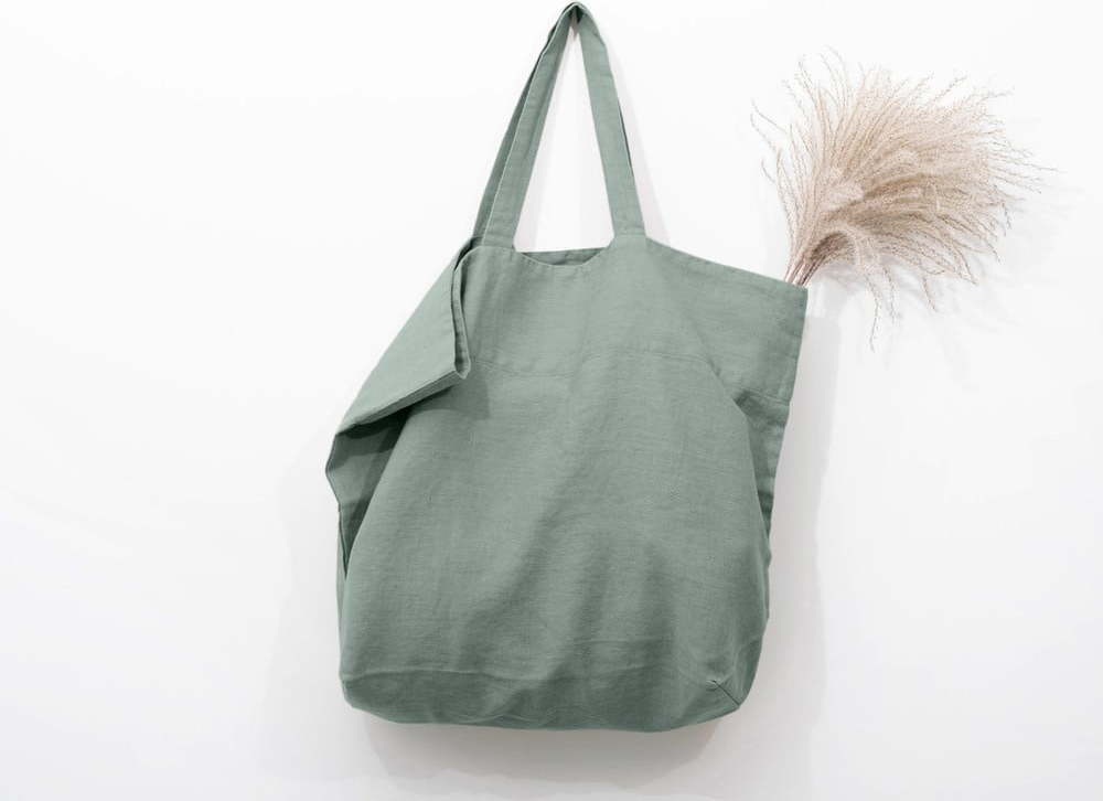 Zelená lněná nákupní taška Linen Tales Linen Tales