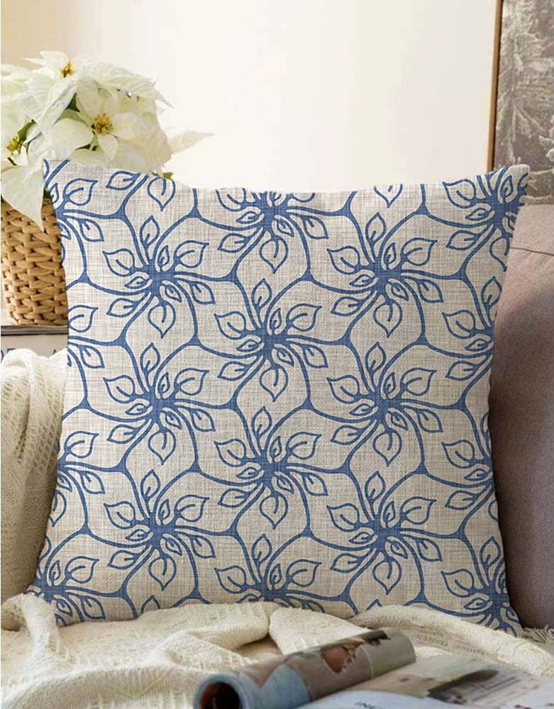 Modrý povlak na polštář s příměsí bavlny Minimalist Cushion Covers Chic