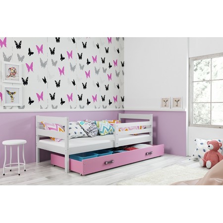Dětská postel ERYK 190x80 cm Bílá Ružové BMS