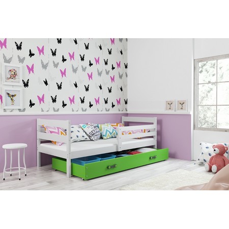 Dětská postel ERYK 200x90 cm Bílá Zelená BMS