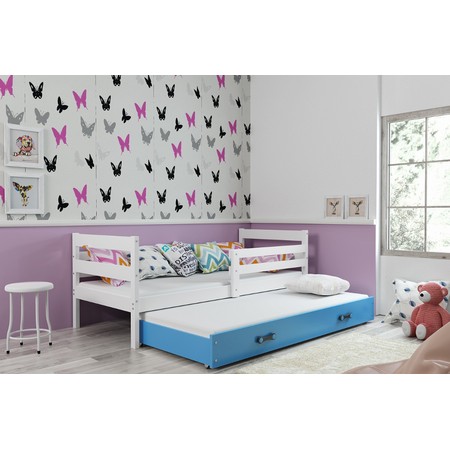 Dětská postel s výsuvnou postelí ERYK 200x90 cm Bílá Modrá BMS