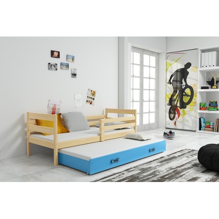 Dětská postel s výsuvnou postelí ERYK 200x90 cm Borovice Modrá BMS