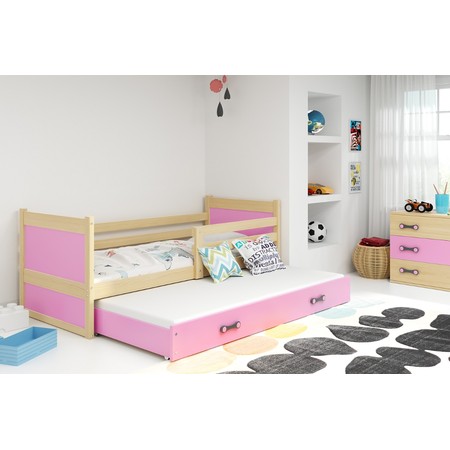 Dětská postel s výsuvnou postelí RICO 190x80 cm Borovice Ružové BMS