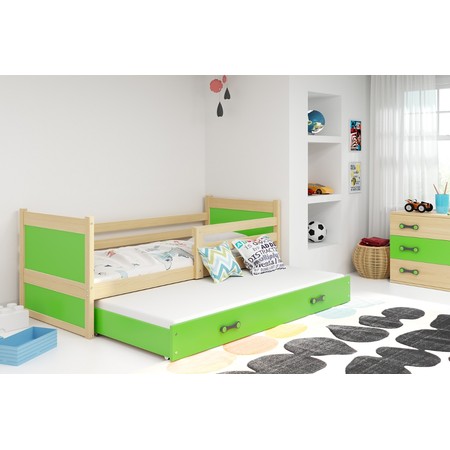 Dětská postel s výsuvnou postelí RICO 190x80 cm Borovice Zelená BMS