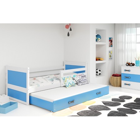 Dětská postel s výsuvnou postelí RICO 200x90 cm Bílá Modrá BMS