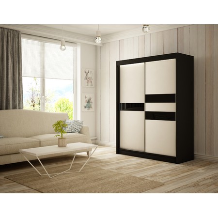 Kvalitní Šatní Skříň Arrow 200 cm Černá Černý Mat/Bílý Mat Furniture