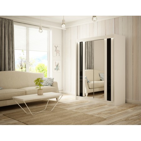 Kvalitní Šatní Skříň Como 150 cm Černá Bílý mat Furniture