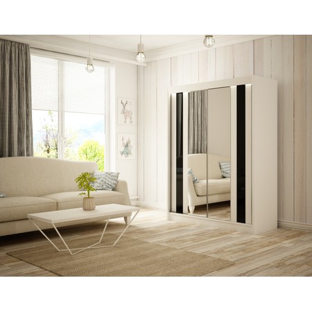 Kvalitní Šatní Skříň Como 200 cm Čokoláda Černý mat Furniture