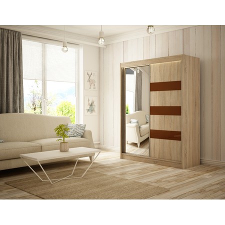 Kvalitní Šatní Skříň Lotse 150 cm Dub Sonoma Čokoláda Furniture