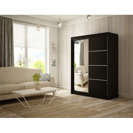 Kvalitní Šatní Skříň Pako 120 cm Černý mat Furniture