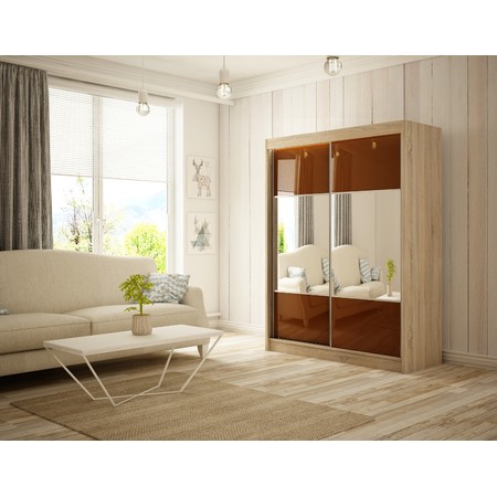 Kvalitní Šatní Skříň Rico 150 cm Čokoláda Dub Sonoma Furniture