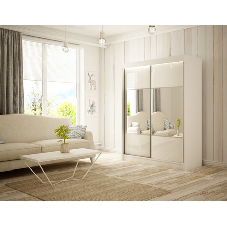 Kvalitní Šatní Skříň Rico 200 cm Bílá Bílý mat Furniture