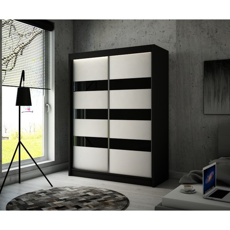 Kvalitní Šatní Skříň Solit 120 cm Černý Mat/ Bílý Mat Furniture
