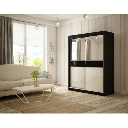 Kvalitní Šatní Skříň Tito 150 cm Černá Černý mat Furniture