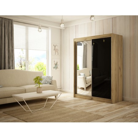 Kvalitní Šatní Skříň Velis 120 cm Černá Dub craft Furniture