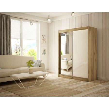 Kvalitní Šatní Skříň Velis 150 cm Bílá Dub craft Furniture