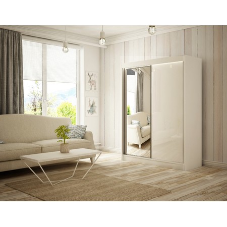Kvalitní Šatní Skříň Velis 200 cm Bílá Černý mat Furniture