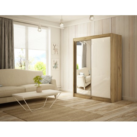 Kvalitní Šatní Skříň Velis 200 cm Bílá Dub craft Furniture