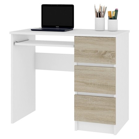 Počítačový stůl A-6 pravá bílá/sonoma Akord