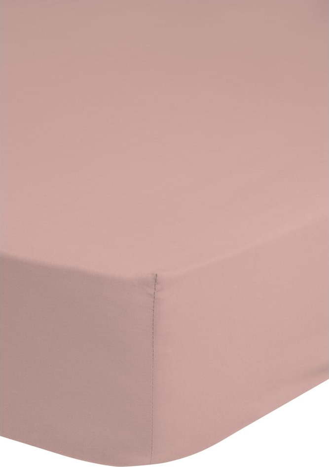 Růžové elastické prostěradlo z bavlněného saténu HIP