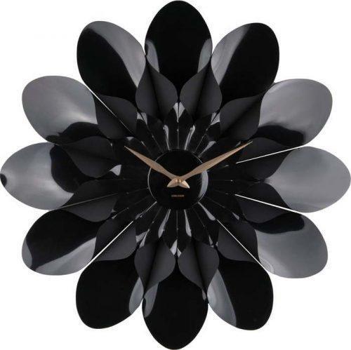 Černé nástěnné hodiny Karlsson Flower