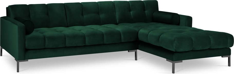 Tmavě zelená sametová rohová pohovka Cosmopolitan Design Bali