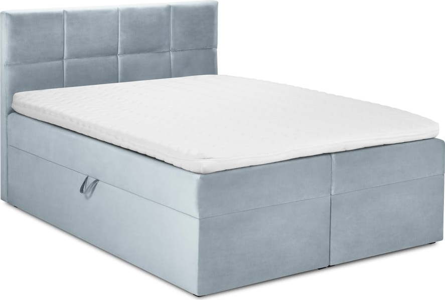 Bledě modrá sametová dvoulůžková postel Mazzini Beds Mimicry