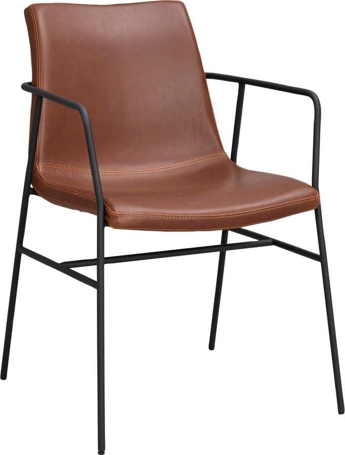 Hnědá jídelní židle s potahem z umělé kůže Rowico Huntington Rowico