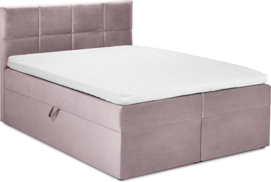 Růžová sametová dvoulůžková postel Mazzini Beds Mimicry