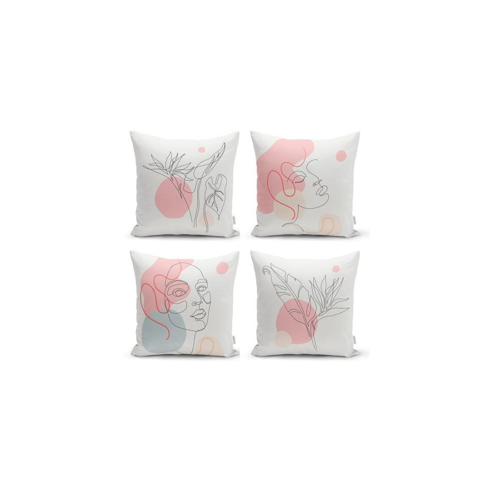 Sada 4 dekorativních povlaků na polštáře Minimalist Cushion Covers Minimalist Woman