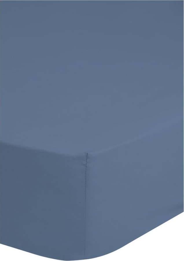 Modré elastické prostěradlo z bavlněného saténu HIP