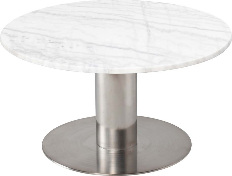 Bílý mramorový konferenční stolek s podnožím ve stříbrné barvě RGE Pepo