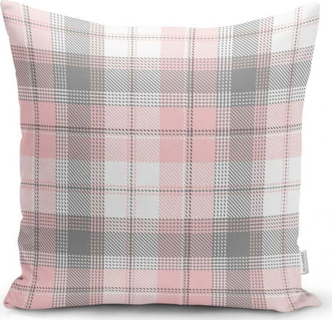 Šedo-růžový dekorativní povlak na polštář Minimalist Cushion Covers Flannel