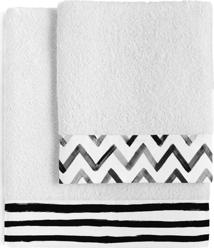 Sada 2 bavlněných ručníků Blanc Stripes Blanc