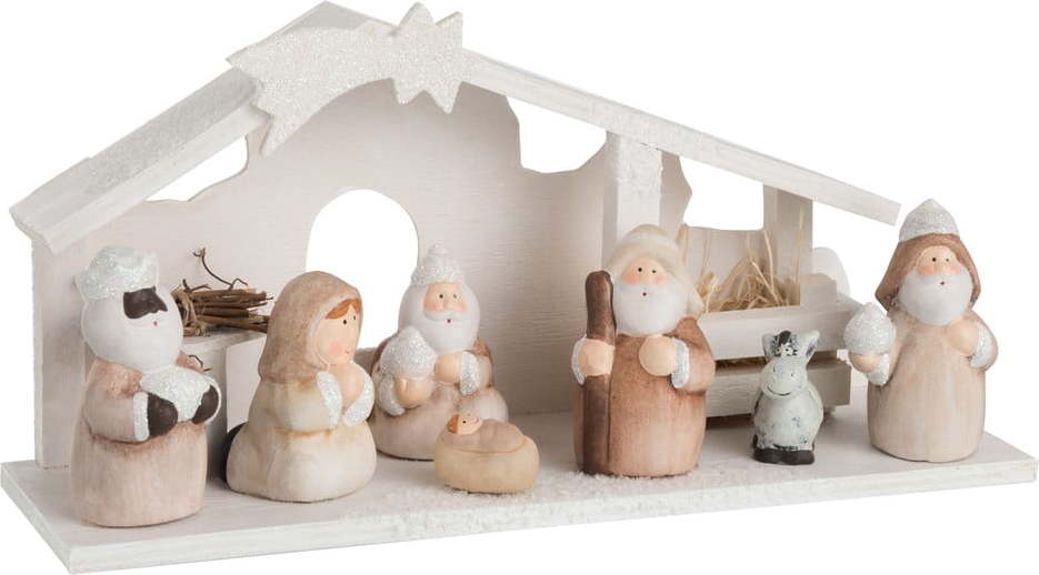 Bílá keramická vánoční dekorace J-Line Nativity J-Line