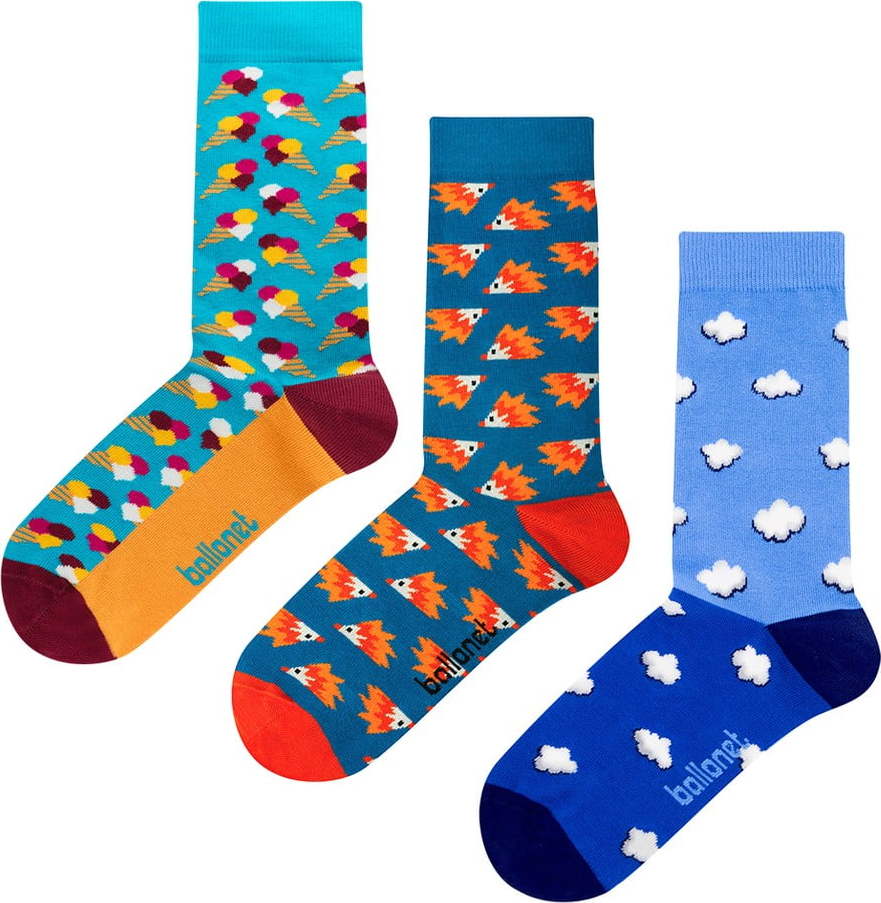 Set 3 párů ponožek Ballonet Socks Novelty Blue v dárkovém balení
