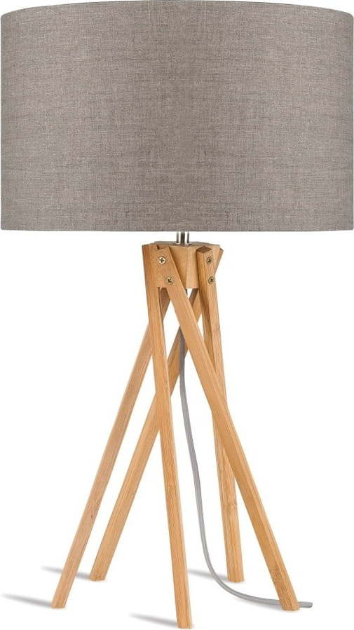 Stolní lampa s béžovým stínidlem a konstrukcí z bambusu Good&Mojo Kilimanjaro Good&Mojo