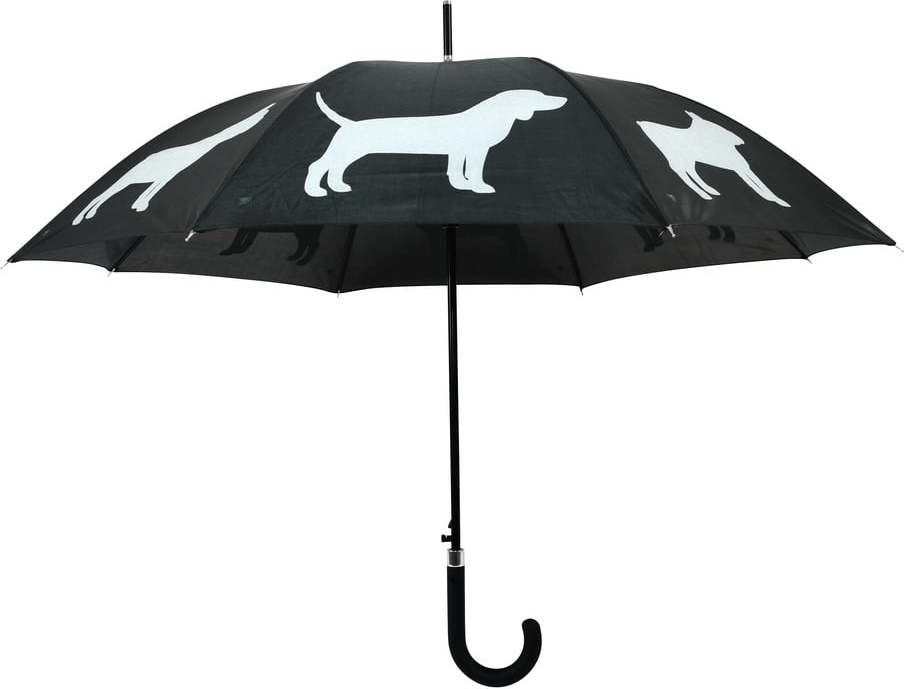 Černo-bílý deštník s reflexními prvky Esschert Design Dog Esschert Design