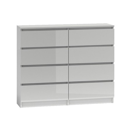 Komoda 8 šuplíků 120 cm - bílá lesk TOP Nábytek