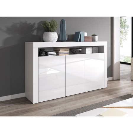 Komoda DEKO 3D - bílý lesk  155 cm TOP Nábytek